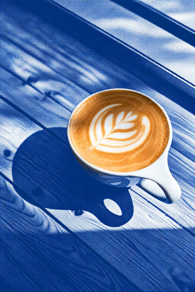 Madagascar vanilla latte with leaf art from the Finns Barista Bar